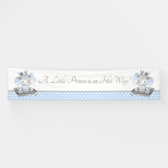 Elephant Prince Baby Shower Banner Backdrop (Horizontal)