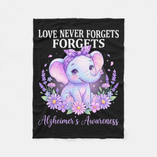 Elephant purple love forgets alzheimer’s awareness fleece blanket