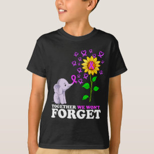Elephant Purple Ribbon End Alzheimers Awareness T-Shirt