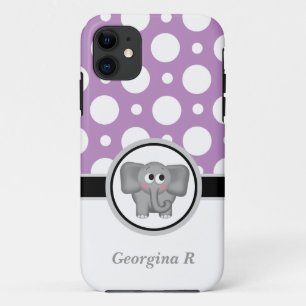 Elephant Purple & White Polka Dot iPhone 5 Case