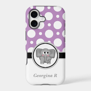 Elephant Purple & White Polka Dot iPhone 5 Case