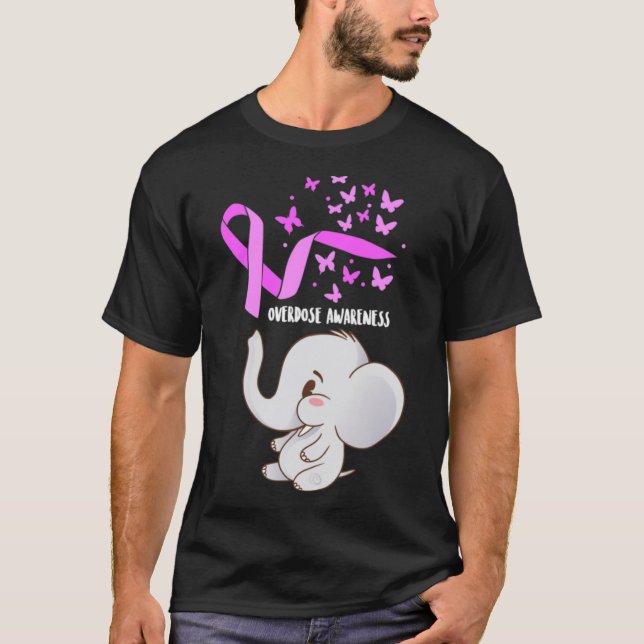 Elephant Purpleln Balloons Overdose Awareness Supp T-Shirt (Front)
