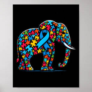 Elephant Puzzle Autism Awareness Autistic Womens M Poster