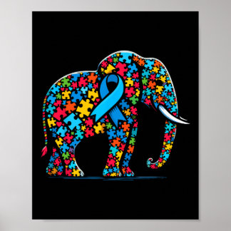 Elephant Puzzle Autism Awareness Autistic Womens M Poster