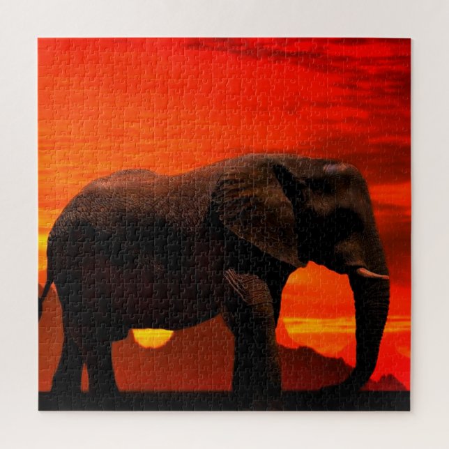 Elephant Puzzle Sunset (Vertical)