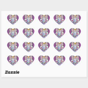 ELEPHANT QUEEN OF HEARTS AND ROSES ROYAL VALENTINE HEART STICKER