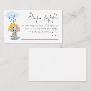 Elephant Rain Diaper Raffle Baby Shower Enclosure Card