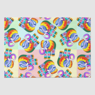 Elephant Rainbow Colours Patchwork Tissue Paper