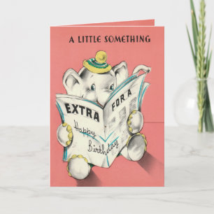 Elephant Reading Newspaper Birthday Card