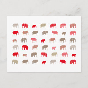 elephant red postcard