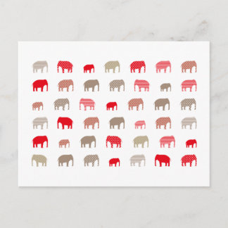 elephant red postcard