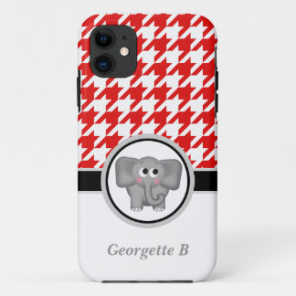 Elephant Red & White Houndstooth iPhone 5 Case