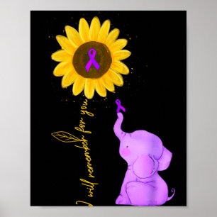 Elephant Remember For Sunflower Alzheimer Purple Poster