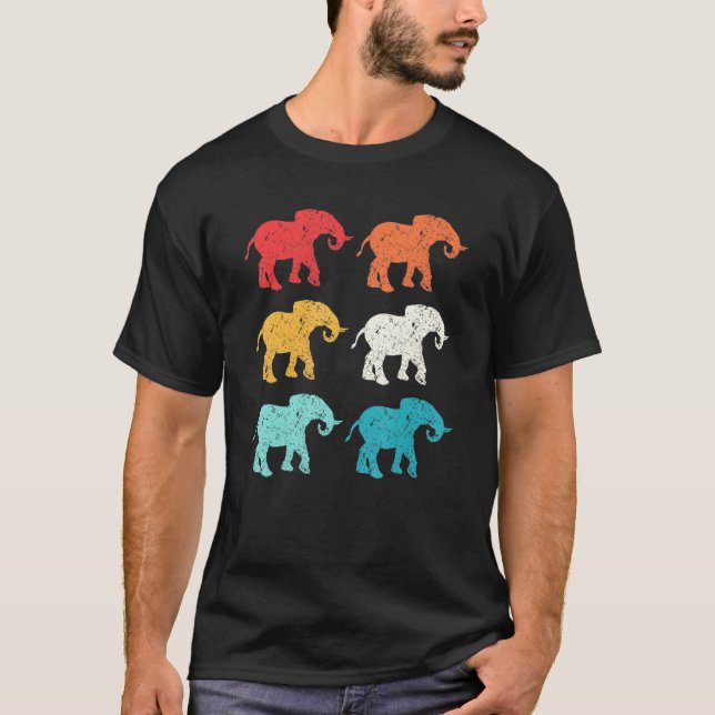 Elephant Retro 80s Style Pop Art T-Shirt (Front)