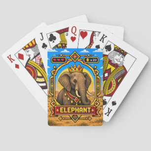 Elephant Retro 8-Bit Pixel Art Playing Cards