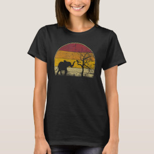 Elephant Retro Sunset Colours Silhouette Style Vi T-Shirt