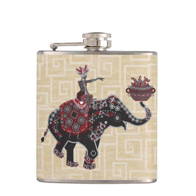 Elephant Rider Hip Flask (Front)
