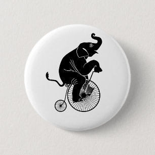 Elephant Riding a Bike 6 Cm Round Badge