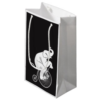 Elephant Riding Vintage Bike Small Gift Bag
