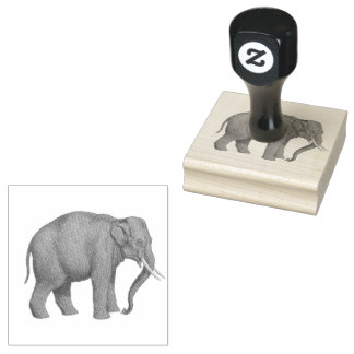Elephant Safari Animals Rubber Stamp