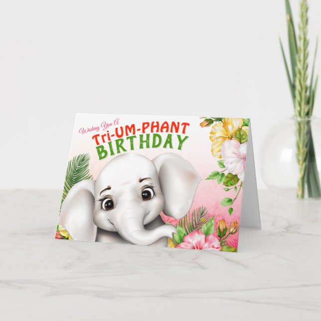 Elephant Safari Birthday Card (Front)