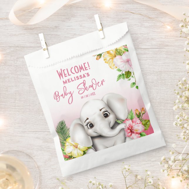 Elephant Safari Tropical Jungle Baby Shower Favour Bags (Clipped)