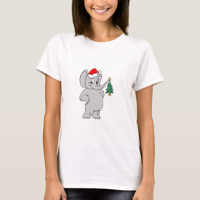 Elephant (Santa Hat) T-Shirt (Front)