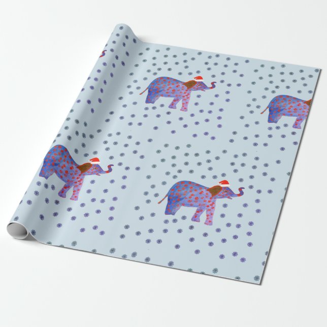 Elephant Santa Wrapping Paper (Unrolled)