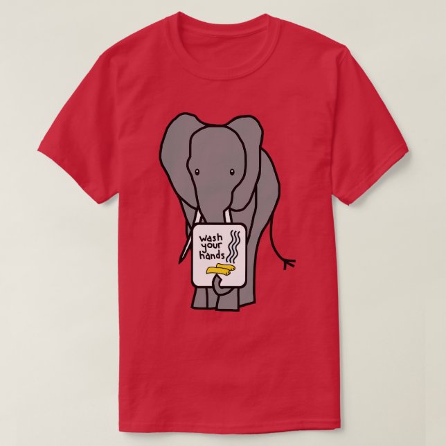 Elephant Says Wash Your Hands T-Shirt (Design Front)