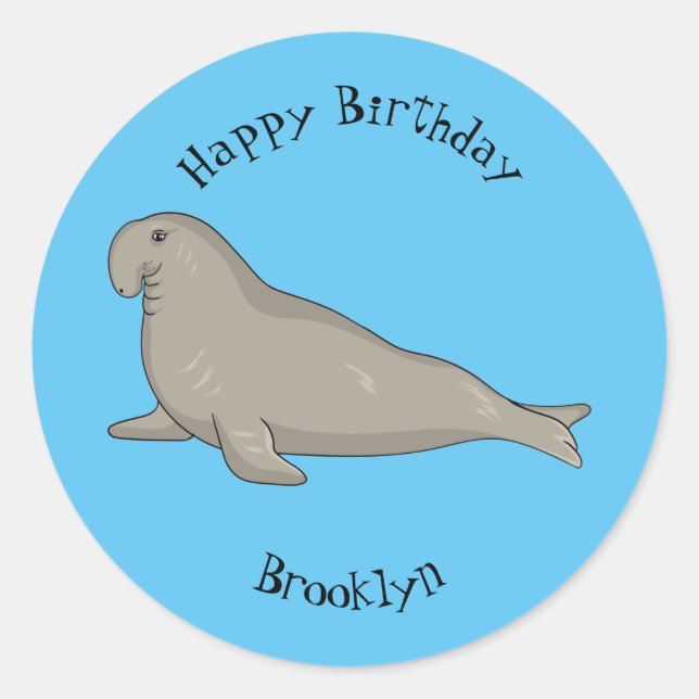 Elephant seal cartoon illustration (Front)