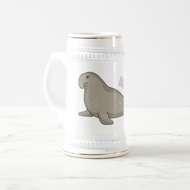 Elephant seal cartoon illustration  beer stein (Front Left)
