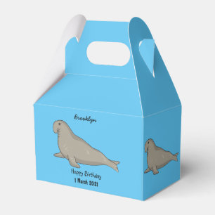 Elephant seal cartoon illustration favour box