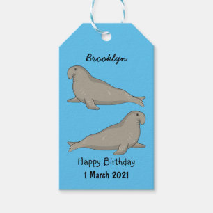 Elephant seal cartoon illustration gift tags