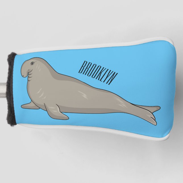 Elephant seal cartoon illustration golf head cover (Front)