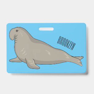 Elephant seal cartoon illustration ID badge