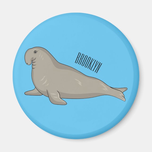 Elephant seal cartoon illustration magnet (Front)