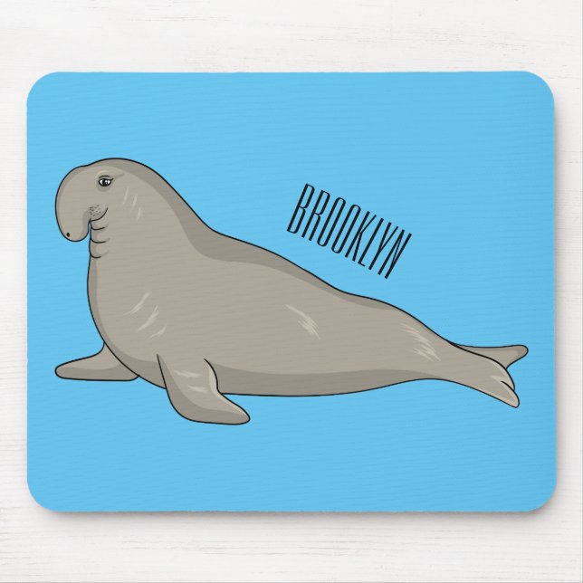 Elephant seal cartoon illustration mouse pad (Front)