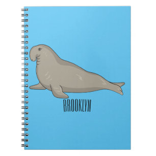 Elephant seal cartoon illustration notebook