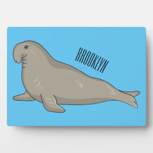 Elephant seal cartoon illustration plaque