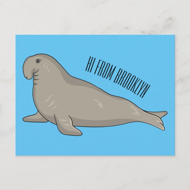 Elephant seal cartoon illustration  postcard (Front)