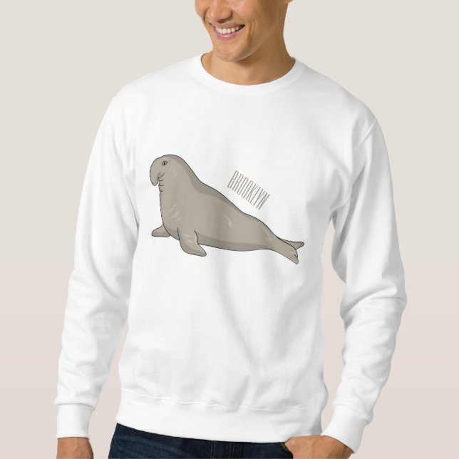 Elephant seal cartoon illustration sweatshirt (Front)