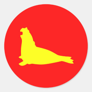 Elephant Seal Sticker Yellow Red