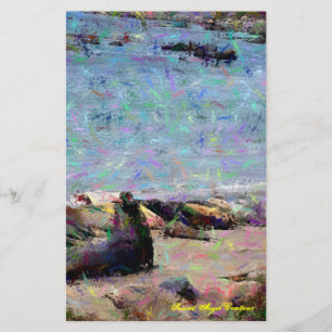 Elephant Seal Sunset Angel Stationery