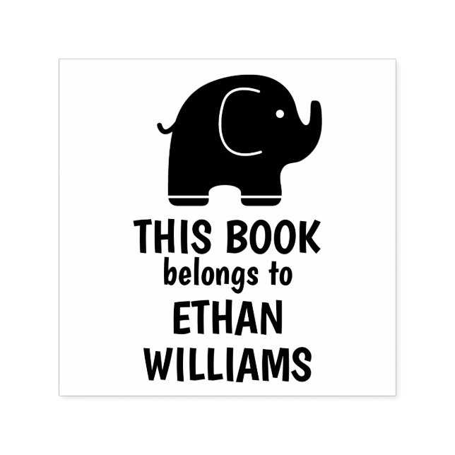 Elephant Self Inking Stamp This Book Belongs To (Design)