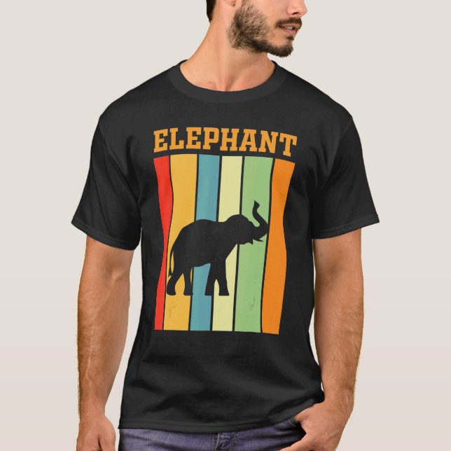 Elephant Shadow Silhouette In Retro Colours T-Shirt (Front)