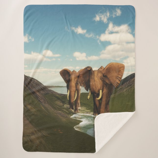 Elephant Sherpa Blanket (Front)