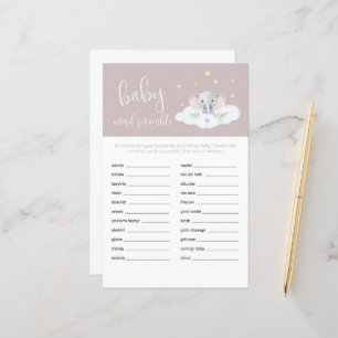 Elephant Shower Baby Word Scramble Game Pink