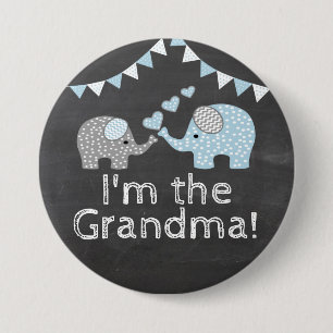 Elephant Shower Chalkboard Look    I'm The Grandma 7.5 Cm Round Badge