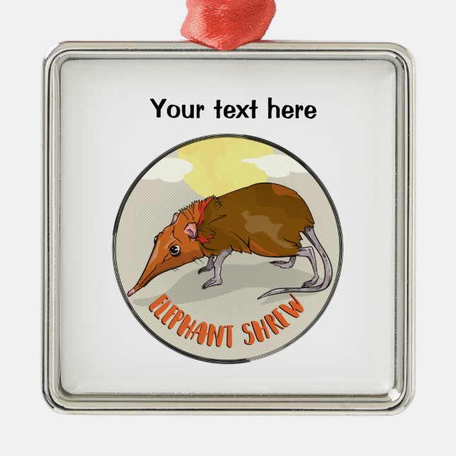 Elephant Shrew Metal Tree Decoration (Front)