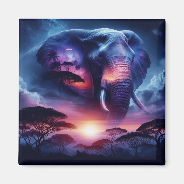 Elephant Silhouette at Sunset Magnet (Front)